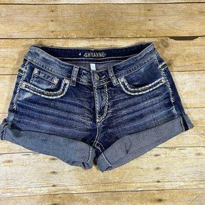 SHYANNE Shy Fit Denim Shorts Low Rise Thick Stitch Dark Wash 26 Cowgirl Western